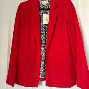 Skies Are Blue Red Blazer Structured Suit Jacket